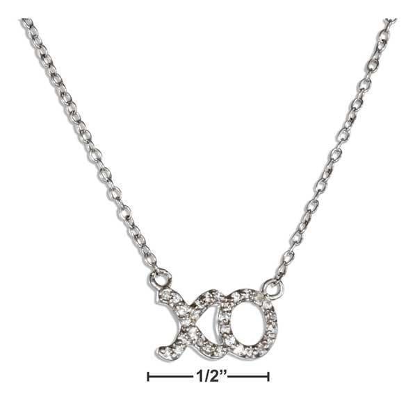 Silver Necklaces Sterling Silver Pave Cubic Zirconia "Xo" Necklace JadeMoghul Inc.