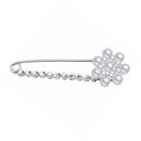 Silver Pins And Accessories Simple Imitation Pearl Flower Pattern Alloy Brooch TIY