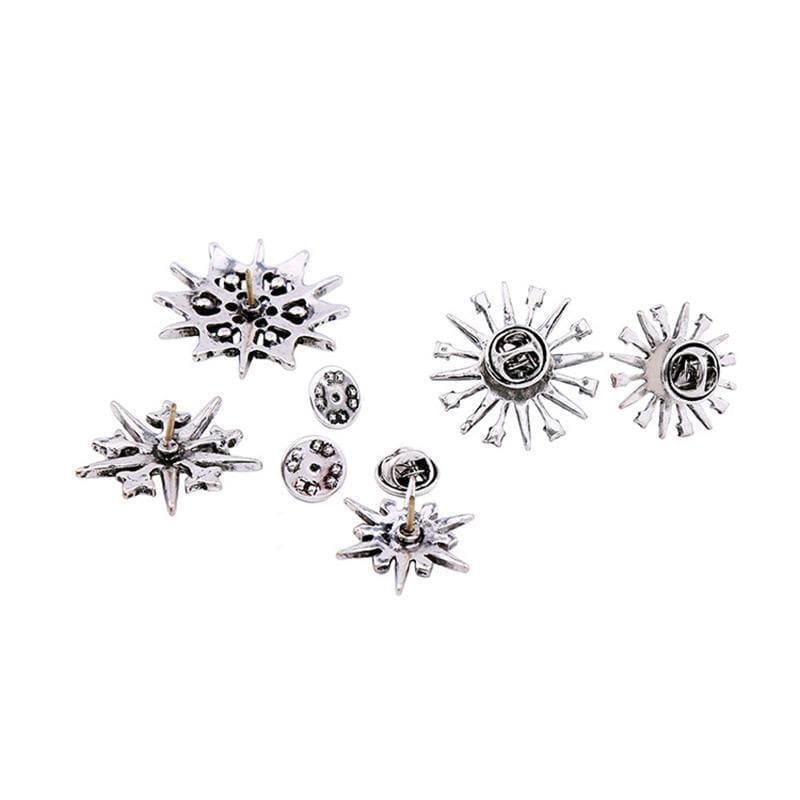 Silver Pins And Accessories Simple Trendy Fashion Rhinestone Flower Shape Brooch Pins Set For Women TIY