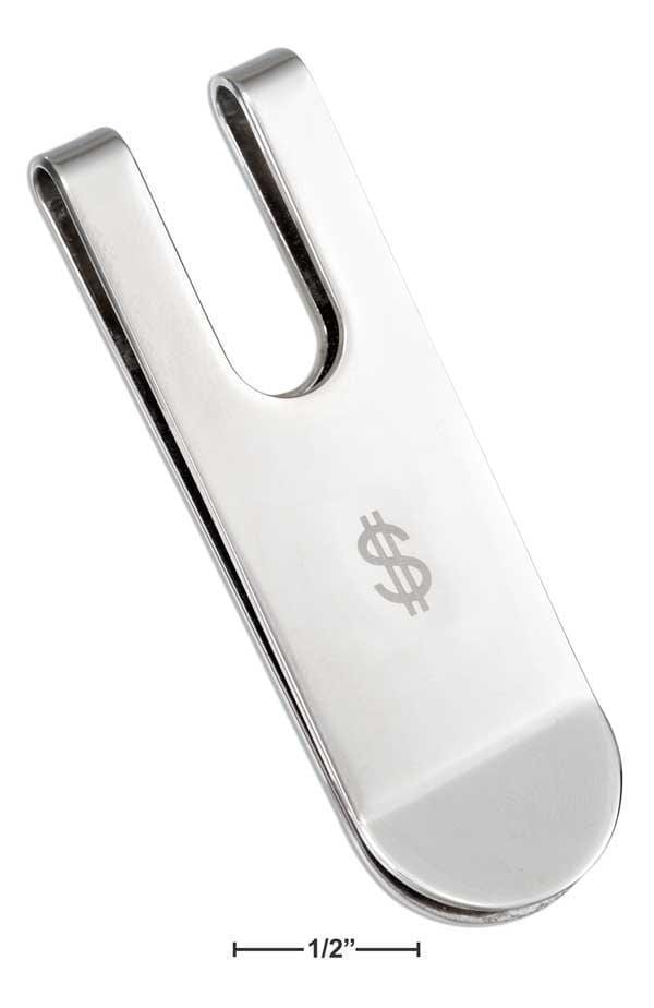 Silver Pins And Accessories Stainless Steel High Polish Etched Dollar Sign Money Clip JadeMoghul Inc.