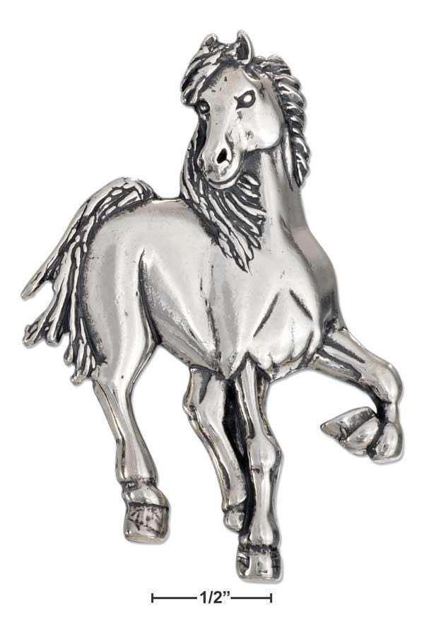 Silver Pins And Accessories Sterling Silver Accessories:  High Polish Prancing Horse Pin Pendant JadeMoghul Inc.