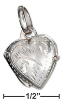 Silver Pins And Accessories Sterling Silver Accessories:  Small High Polished Heart Locket With Etched Border JadeMoghul Inc.