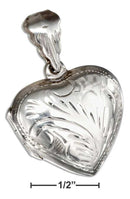 Silver Pins And Accessories Sterling Silver Etched Heart Locket JadeMoghul Inc.