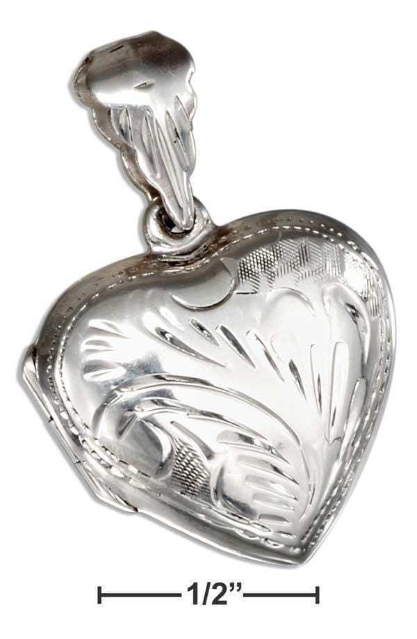 Silver Pins And Accessories Sterling Silver Etched Heart Locket JadeMoghul Inc.