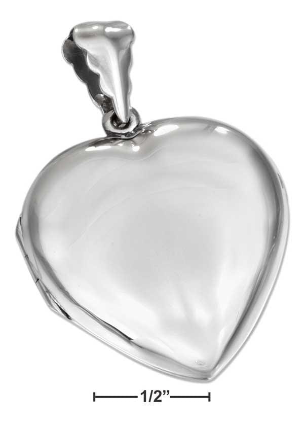 Silver Pins And Accessories Sterling Silver High Polished Flat Heart Locket JadeMoghul Inc.
