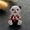 Sweet Women Cute Bear Shaped Heart Gemstone Rhinestone Decor Brooch