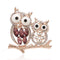 Women Vintage Lucky Owl Design Acrylic Gemstone Alloy Brooch