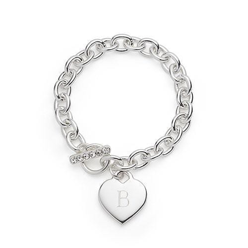 Silver Plated Heart Link Bracelet (Pack of 1)-Personalized Gifts By Type-JadeMoghul Inc.