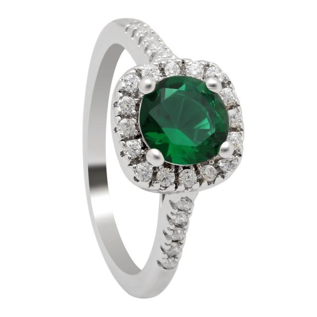 silver plated Plated Wedding Rings For Women Square Simulated zircon Jewelry Bague Bijoux Femme Engagement ring Accessories-10-Green-JadeMoghul Inc.