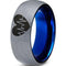 Silver Ring For Men Silver White Blue Tungsten Carbide Dome Court Heartbeat and Heart Ring