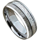 Silver Rings For Women Silver White Tungsten Carbide Deer Antler Meteorite Dome Ring