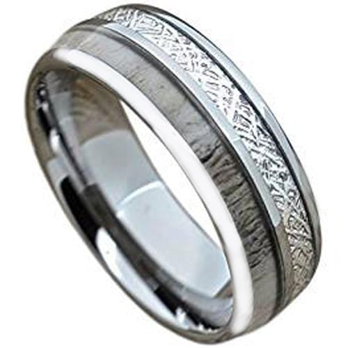 Silver Rings For Women Silver White Tungsten Carbide Deer Antler Meteorite Dome Ring