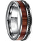 Silver Rings For Women Silver White Tungsten Carbide Ring With Wood and Black Cubic Zirconia