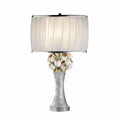 Simone Table Lamp With Glitter Embellishments, White, Silver-Table Lamps-White, Silver-Polyresin-JadeMoghul Inc.