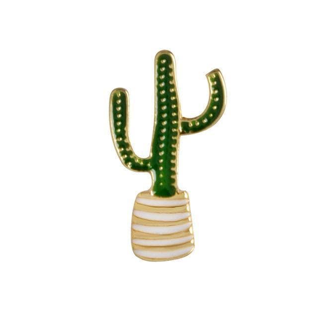 Simple Cartoon Green Plant Coconut Tree Mexican Cactus Leaf Metal Brooch Pins DIY Button Pin Denim Jacket Pin Badge Gift Jewelry-cactus-JadeMoghul Inc.