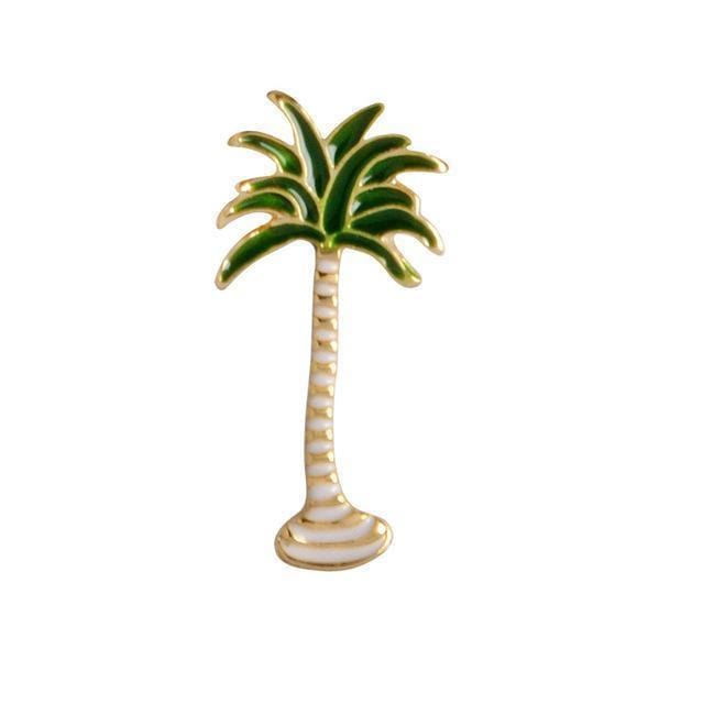 Simple Cartoon Green Plant Coconut Tree Mexican Cactus Leaf Metal Brooch Pins DIY Button Pin Denim Jacket Pin Badge Gift Jewelry-coconut tree-JadeMoghul Inc.