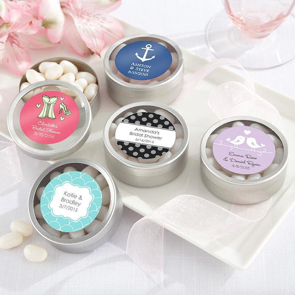 "Simply Sweet" Round Candy Tin - Wedding (2 Sets of 12) (Available Personalized)-Wedding Ceremony Accessories-JadeMoghul Inc.