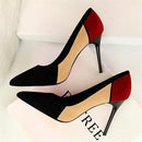 Size 34-40 Mixed Colors Flock Women's High Heels Shoes 2018 New Pointed Toe Shallow Fashion Women Pumps Show Thin Office Shoes JadeMoghul Inc. 