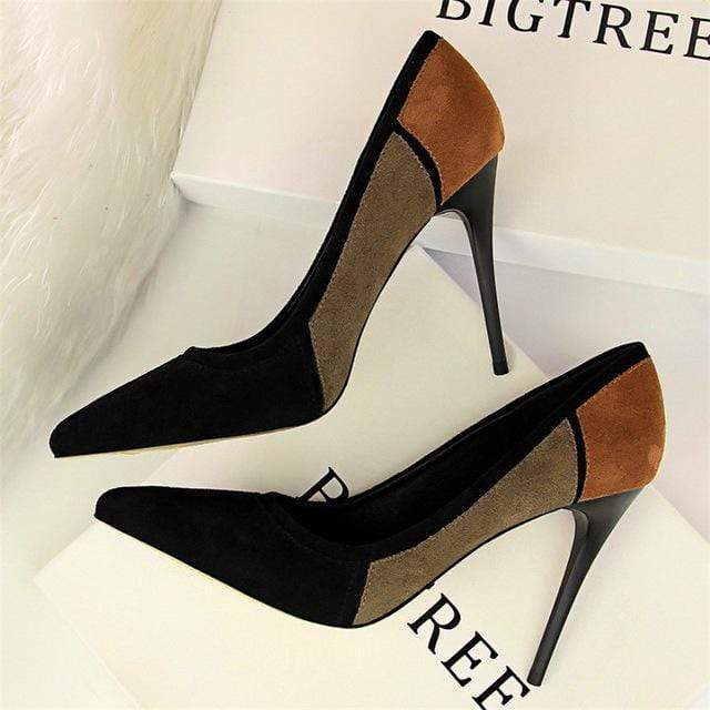 Size 34-40 Mixed Colors Flock Women's High Heels Shoes 2018 New Pointed Toe Shallow Fashion Women Pumps Show Thin Office Shoes JadeMoghul Inc. 