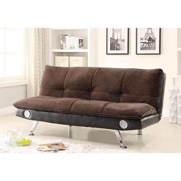 Sleeper Sofas Retro Chick Sofa Bed with speakers, Brown Benzara