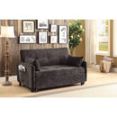 Sleeper Sofas Small Velvet Tufted Sofa Bed, Dark brown Benzara