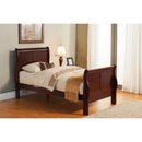 Sleigh Beds Rubberwood Twin Size Sleigh Bed In Brown Benzara