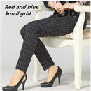 Slim Fit Elastic Waist Plaid Pants