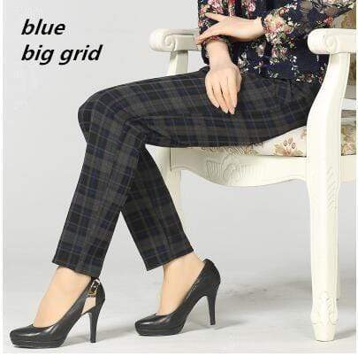 Slim Fit Elastic Waist Plaid Pants