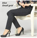 Slim Fit Elastic Waist Plaid Pants