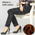 Slim Fit Elastic Waist Plaid Pants