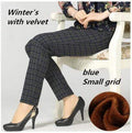 Slim Fit Elastic Waist Plaid Pants