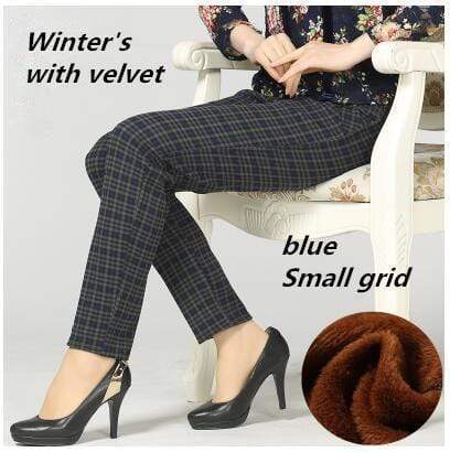 Slim Fit Elastic Waist Plaid Pants