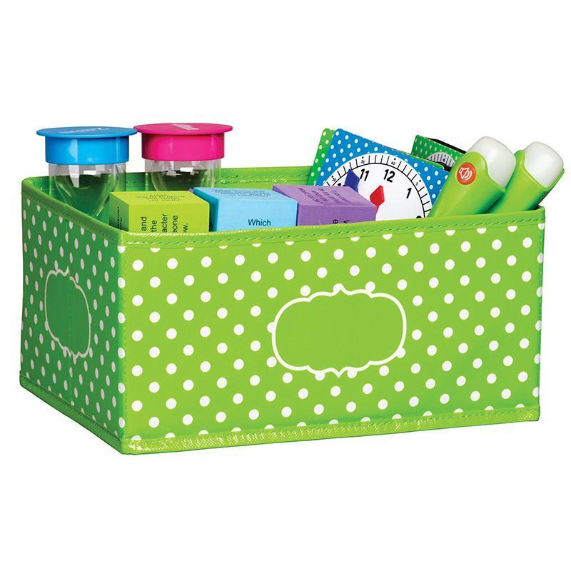 SMALL LIME POLKA DOTS STORAGE BIN-Learning Materials-JadeMoghul Inc.