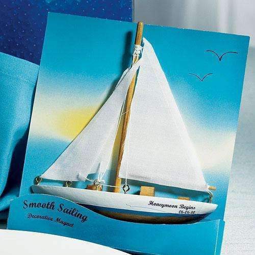 "Smooth Sailing" Sailboat Magnet Gift Favor (6) (Pack of 6)-Popular Wedding Favors-JadeMoghul Inc.