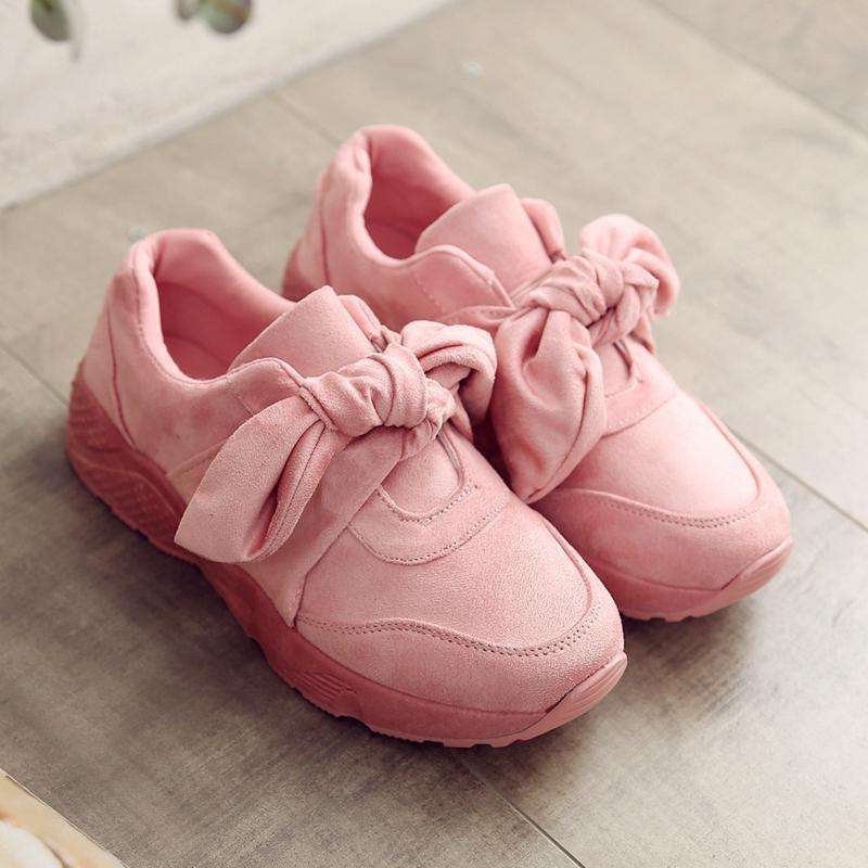Sneakers Women Casual Shoes Fashion Flock Butterfly-knot Female Shoes Soft Comfortable Lace Up Spring Autumn Women Flat Shoes JadeMoghul Inc. 