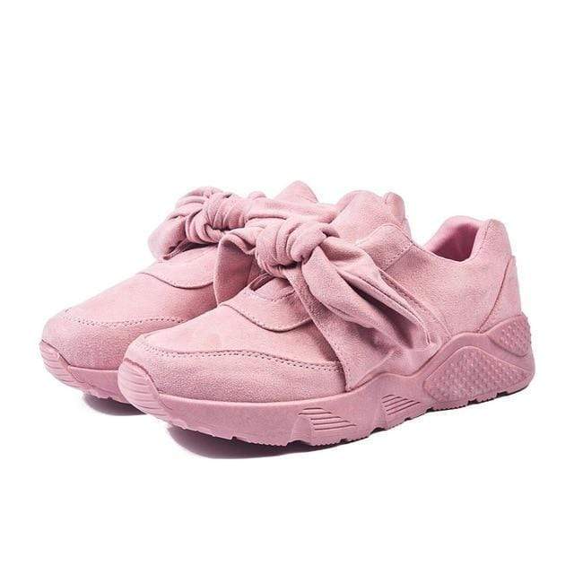 Sneakers Women Casual Shoes Fashion Flock Butterfly-knot Female Shoes Soft Comfortable Lace Up Spring Autumn Women Flat Shoes JadeMoghul Inc. 