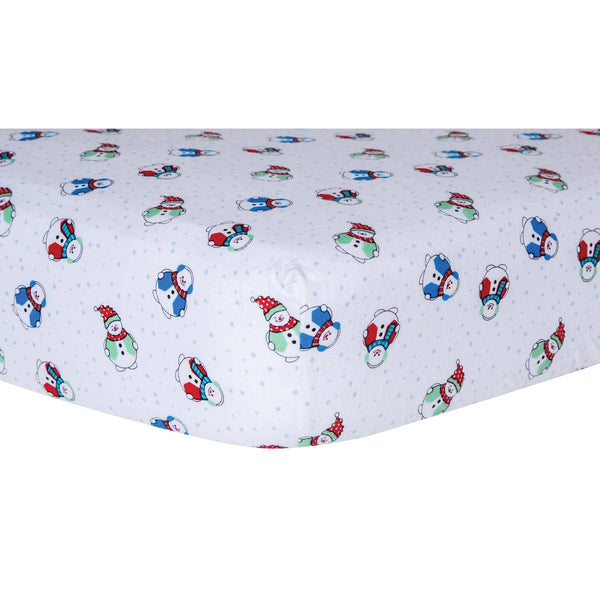 Snowman Deluxe Flannel Fitted Crib Sheet-SEASON-JadeMoghul Inc.