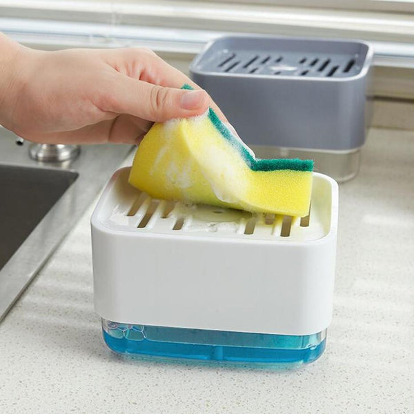 Soap Pump Dispenser with Sponge Holder Liquid Dispenser Container Hand Press Soap Organizer Kitchen Cleaner Tools JadeMoghul Inc. 