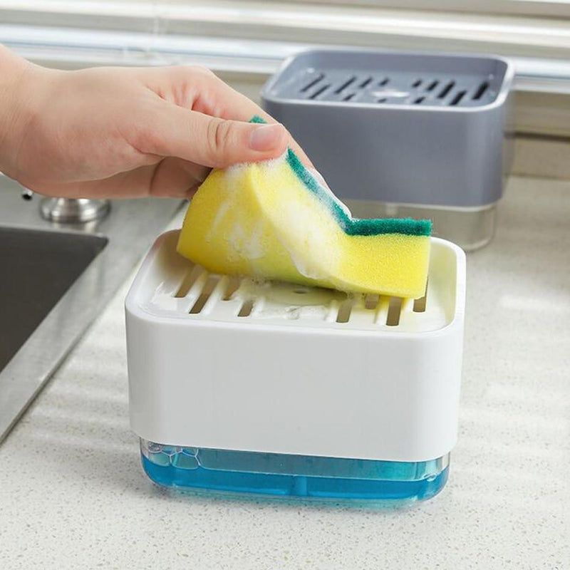 Soap Pump Dispenser with Sponge Holder Liquid Dispenser Container Hand Press Soap Organizer Kitchen Cleaner Tools JadeMoghul Inc. 