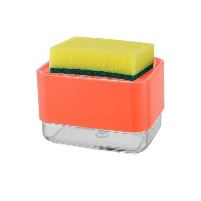 Soap Pump Dispenser with Sponge Holder Liquid Dispenser Container Hand Press Soap Organizer Kitchen Cleaner Tools JadeMoghul Inc. 
