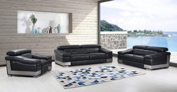 Sofas Cheap Sofas - 117" Modern Black Leather Sofa Set HomeRoots