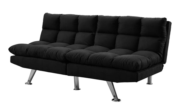 Sofas Cheap Sofas - 38" x 70" x 33" Black, Foam, Metal, Solid Wood, Micro-Suede - Futon - Split Back Convertible Sofa HomeRoots