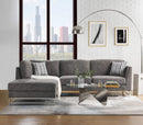 Sofas Cheap Sofas - 75" X 113" X 36" Gray Linen Upholstery Metal Leg Sectional Sofa HomeRoots