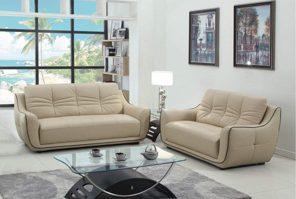 Leather Sofa - 61'' X 39''  X 36'' Modern Beige Leather Sofa And Loveseat