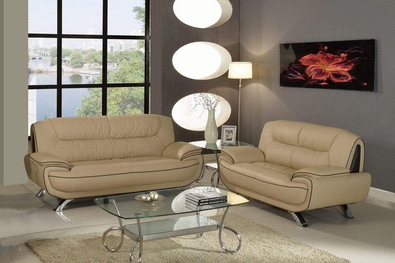 Sofas Leather Sofa - 67'' X 35'' X 35'' Modern Beige Leather Sofa And Loveseat HomeRoots