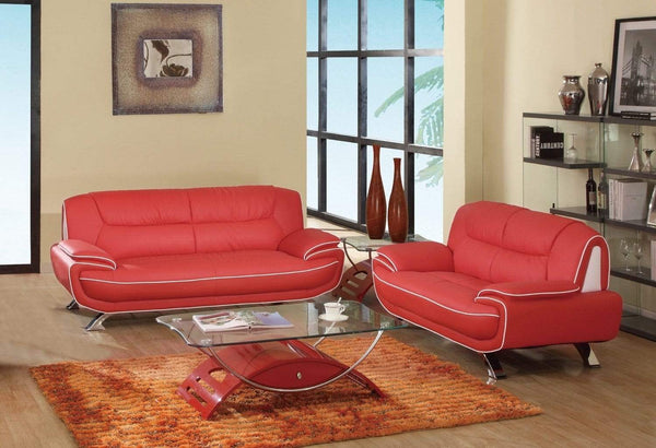 Sofas Leather Sofa - 67'' X 35'' X 35'' Modern Red Leather Sofa And Loveseat HomeRoots