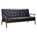 Sofas Leather Sofa - 68.5" X 32.1" X 32.9" Black Rocky Sofa HomeRoots