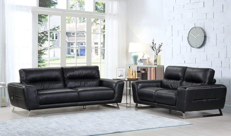 Sofas Leather Sofa - 68" X 39" X 34" Modern Black Leather Sofa And Loveseat HomeRoots