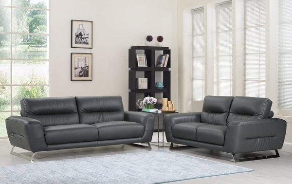 Sofas Leather Sofa - 68" X 39" X 34" Modern Dark Gray Leather Sofa And Loveseat HomeRoots