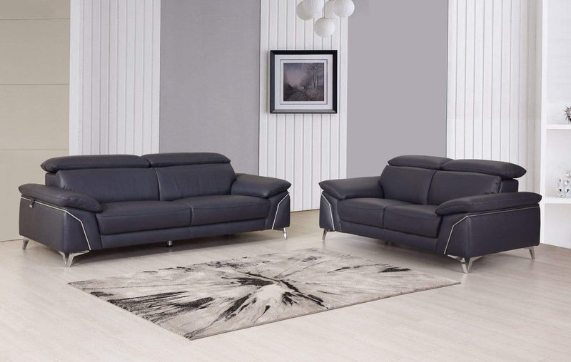 Sofas Leather Sofa - 68'' X 41'' X 39'' Modern Navy Leather Sofa And Loveseat HomeRoots